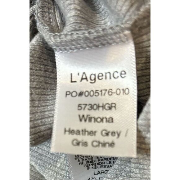 L’Agence Winona Ribbed Knit Long Sleeve Bodysuit in Heather Grey NWY Size Large - Picture 7 of 7